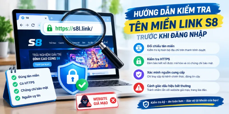 Hướng dẫn kiểm tra tên miền Link S8 trước khi đăng nhập